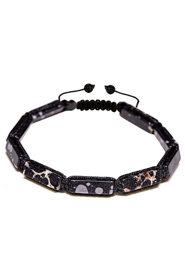 سوار حجر الفاريسيت الأسود المعتمد بقطع مستطيلة الشكل - 3