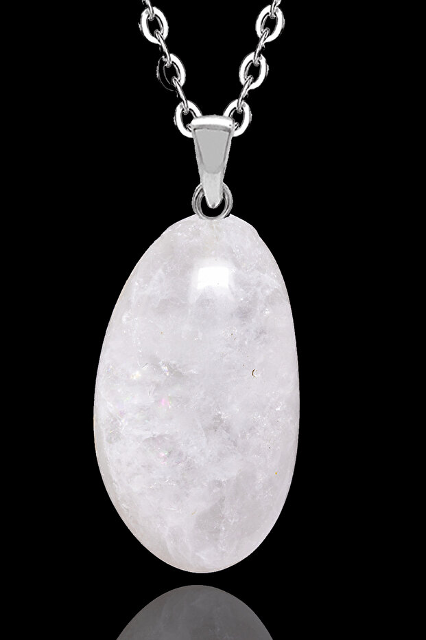 Certified Timbil Model Crystal Quartz Stone Necklace - With Silver Apparatus