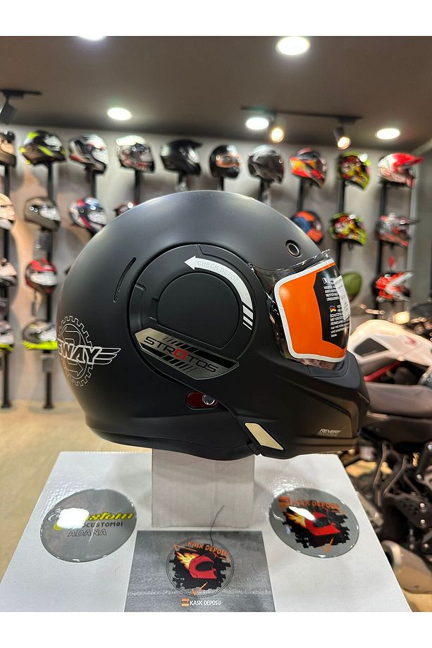 SW 907 Stratos 180 Derece Çene Açılır Kask (Mat Siyah) - 3