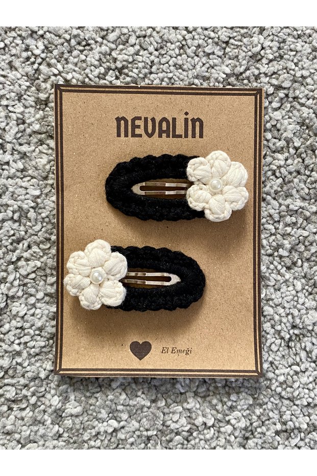 Flower Detailed Colorful Knitted Snap Girl's Buckle