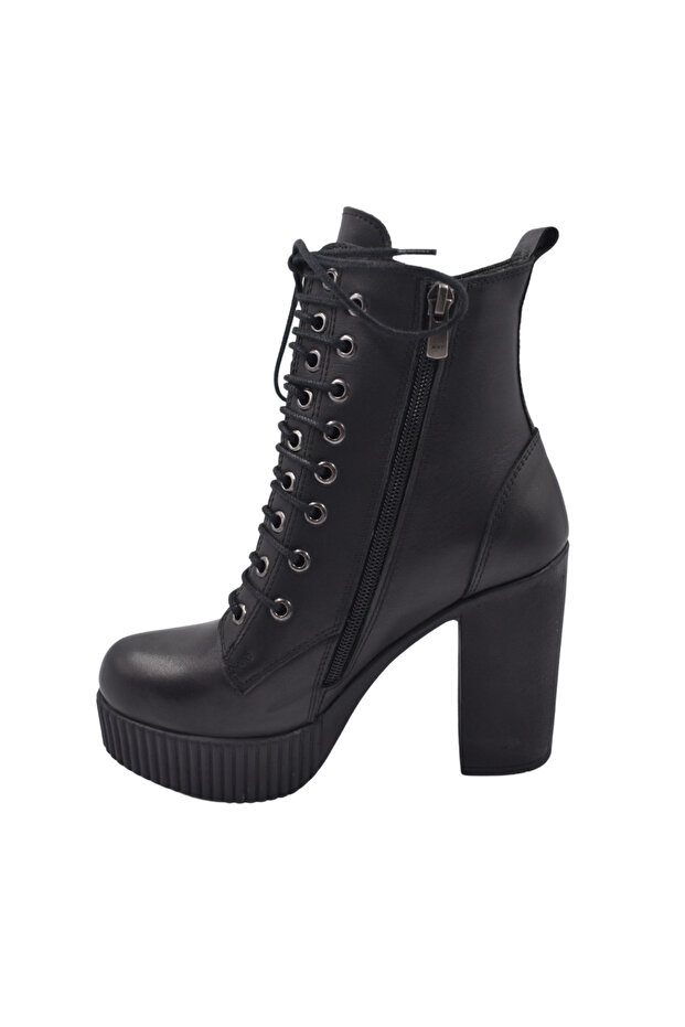 Çift Kapsül Detaylı Siyah Topuklu Bot - 2