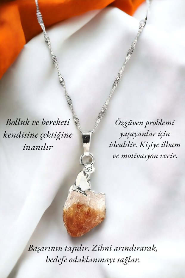 Citrine Raw (Money, Abundance, Blessings Stone) Natural Stone Necklace