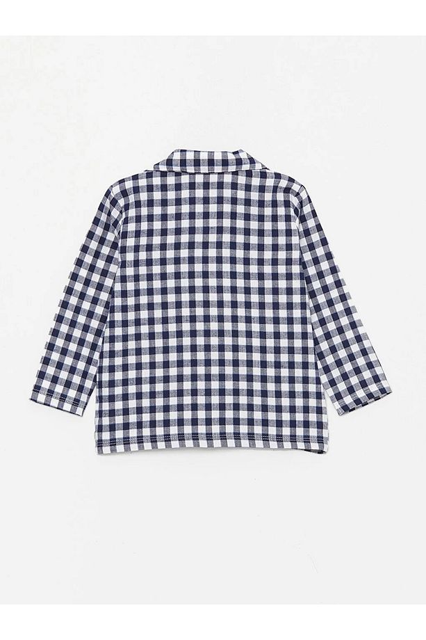LCW baby Gömlek Yaka Uzun Kollu Ekose Erkek Bebek Pijama Takımı - 5