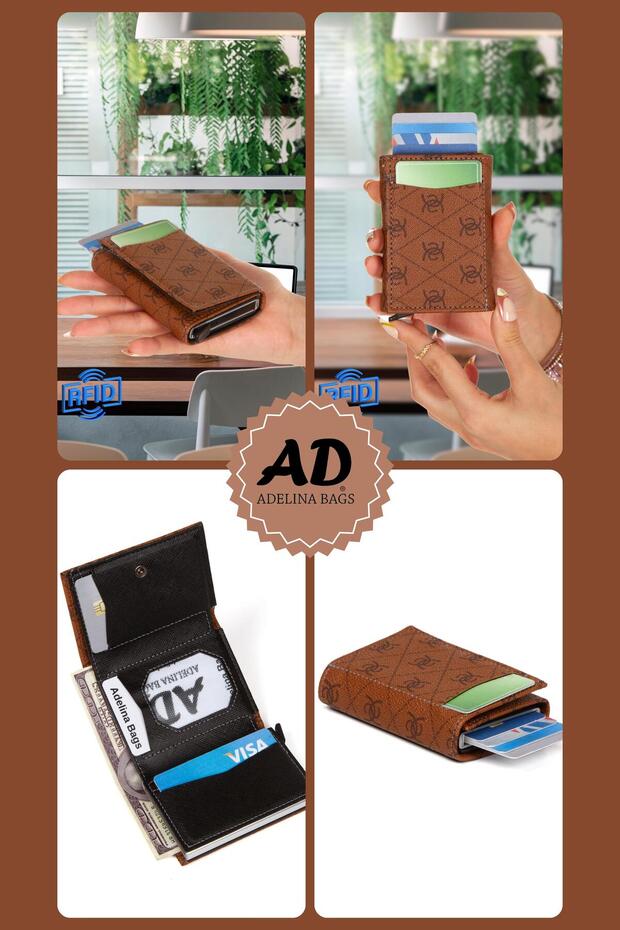 Automatikus mechanikus dobozos kártyatartó pénztárca alumínium mechanikus RFID-kompatibilis - 4