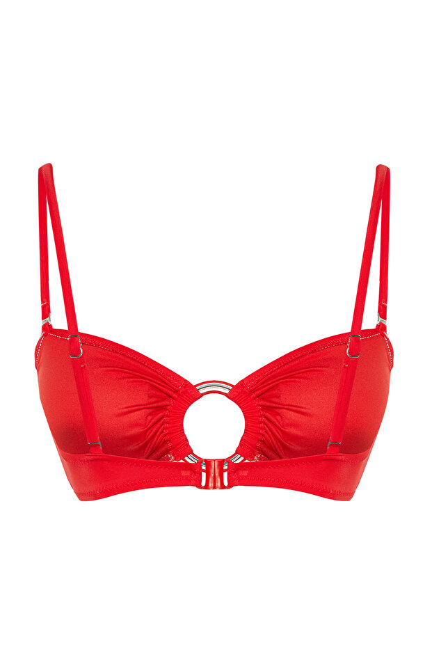 Kırmızı Straplez Aksesuarlı Bikini Üstü TBESS24BU00036 - 9