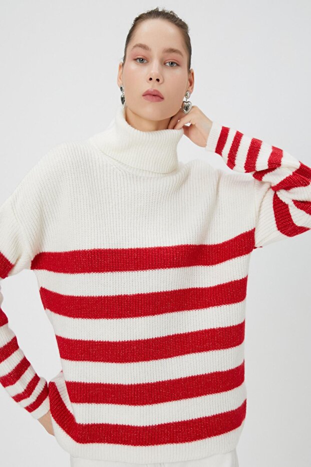 Women's Red Striped Sweater