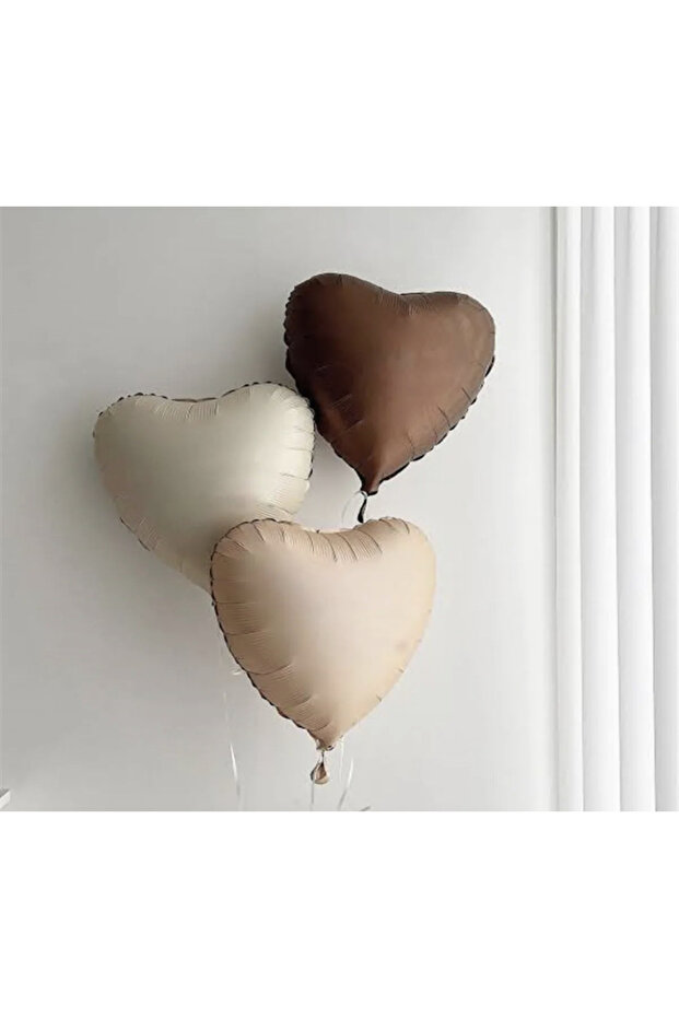 Brown Tones Coffee Beige Cream Foil Heart Balloon 3 Pieces