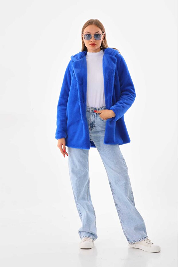 سترة بغطاء للرأس من فرو الأرنب - 3