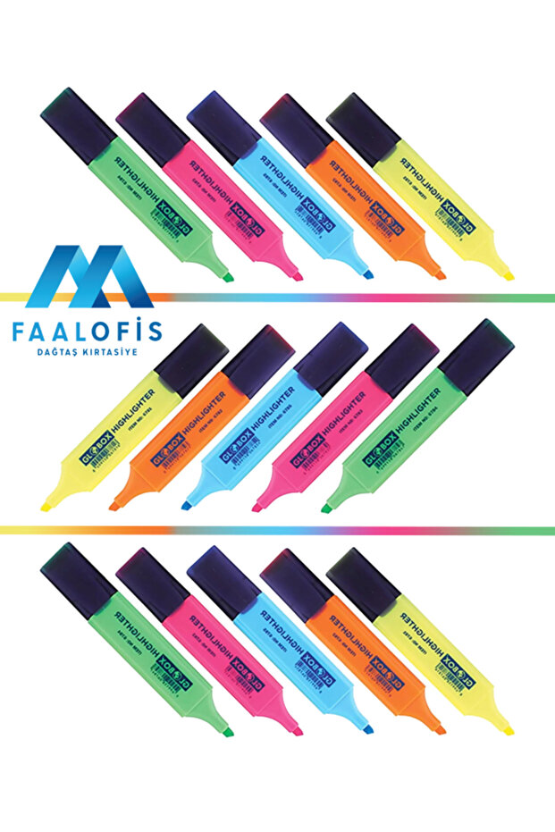 Highlighter Fosforlu Kalem 5 Adet Karışık Renk - 7