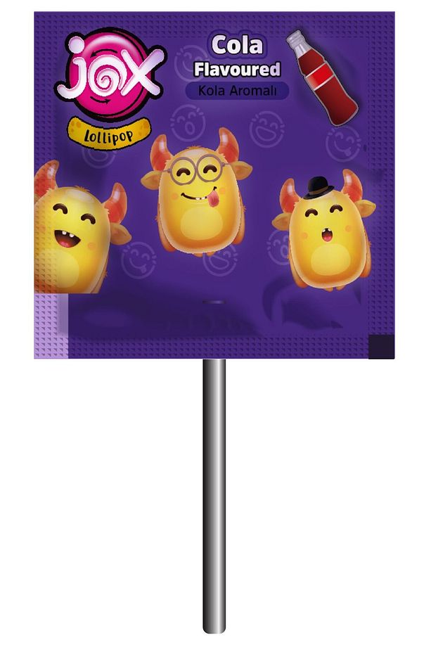 Flat Kabartmalı Yüz İfadeli Karışık Meyve ve Kola Aromalı Yassı Lolipop 6,2 gr x 150adet/1 Kutu - 3