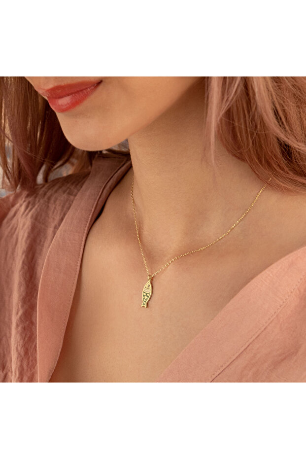 MİNELİ BALIK GÜMÜŞ KOLYE - 4