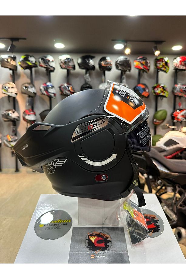 SW 907 Stratos 180 Derece Çene Açılır Kask (Mat Siyah) - 1
