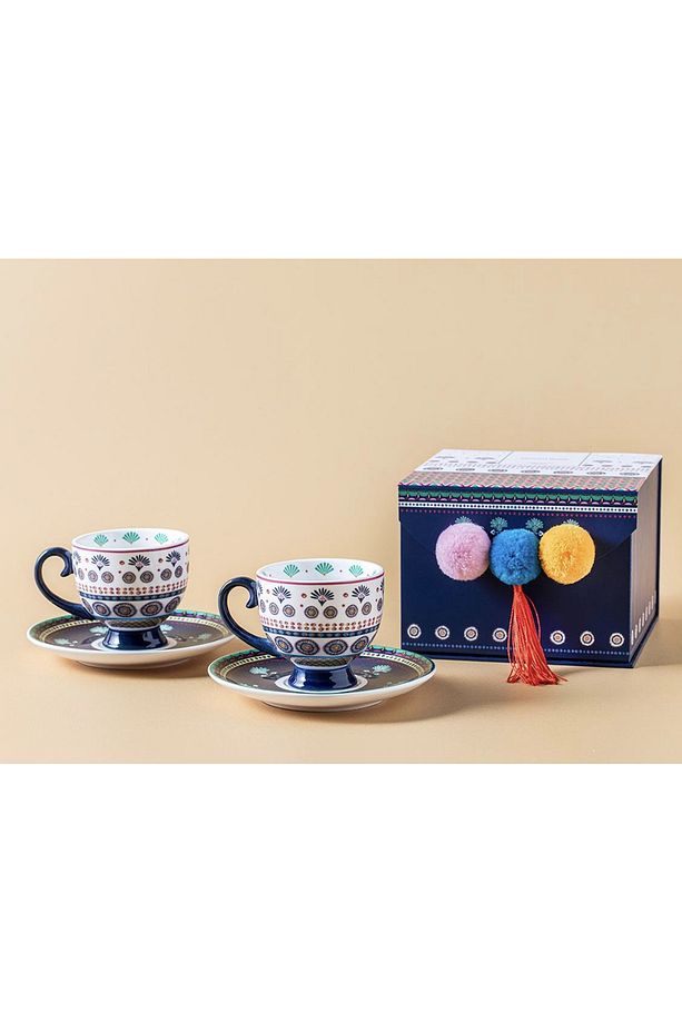 Exotic Artsy New Bone China 2’li Kahve Fincan Takımı 100 ml Lacivert - 3