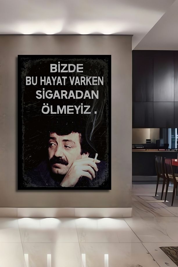 Dekoratif Tablo Müslüm Gürses Retro Ahşap Poster Çerçeve Görünümlü Dikey Duvar Dekorasyon Tablosu - 1
