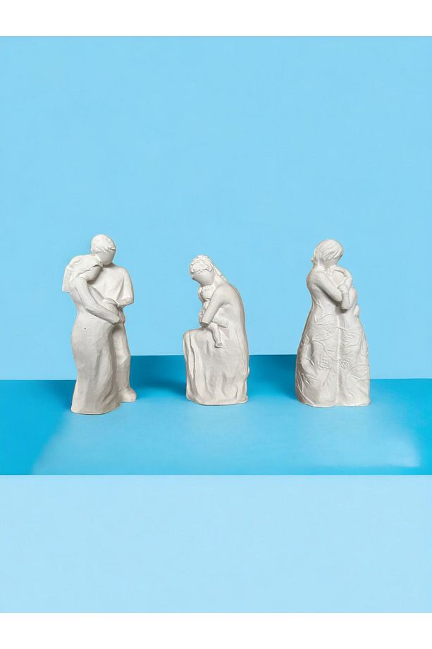 Hamile, Anne bebek, Anne çocuk biblo & ev dekorasyon 8cm Taş tozu biblo - 3