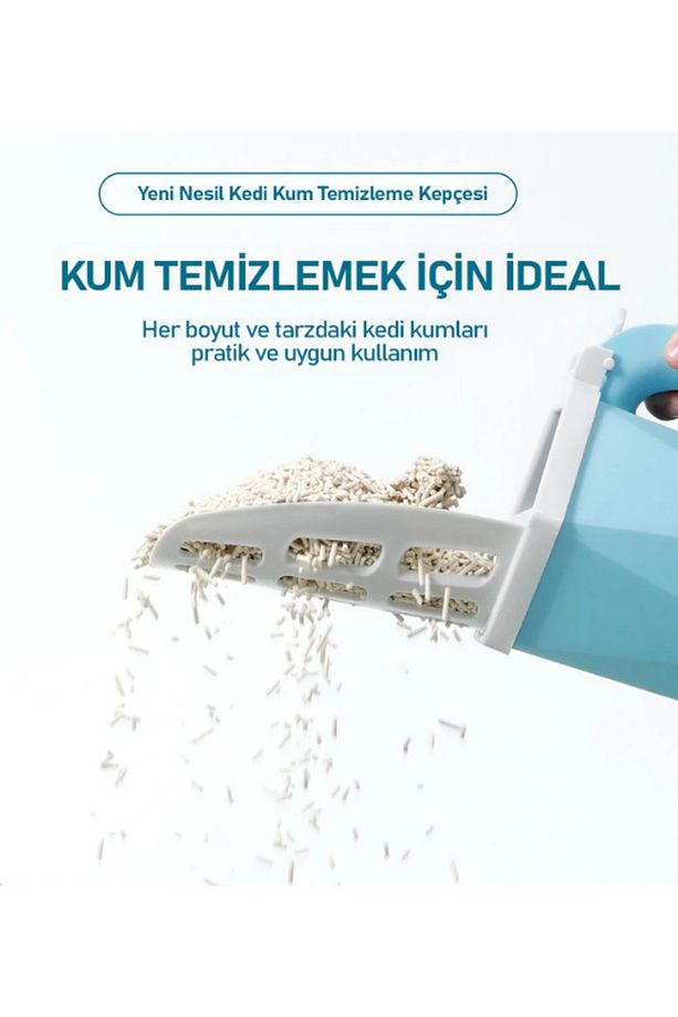Yeni Nesil Elekli Poşet Hazneli Kedi Kumu Küreği - Turuncu - 5