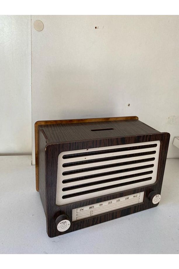 Ahşap Nostaji Radyo Tasarımlı Hediyelik Kumbara - 1