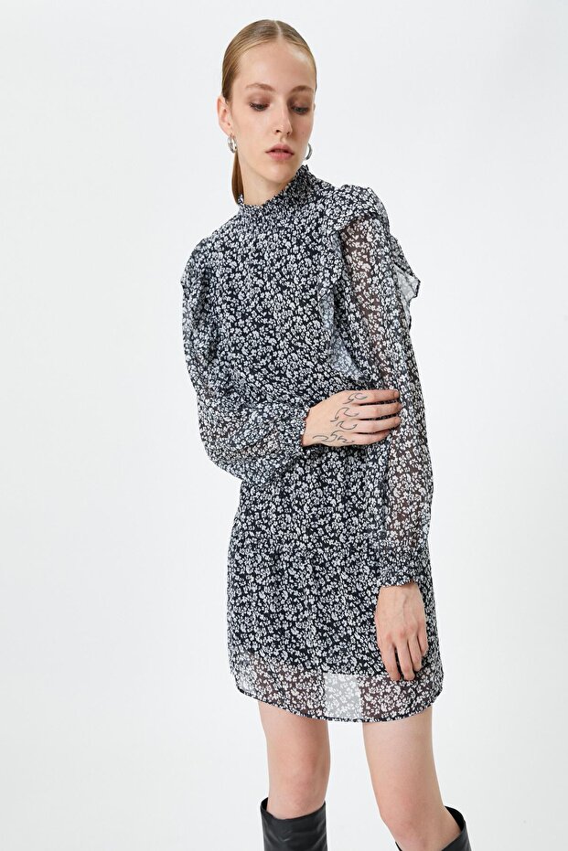 Women's Black Patterned Dress