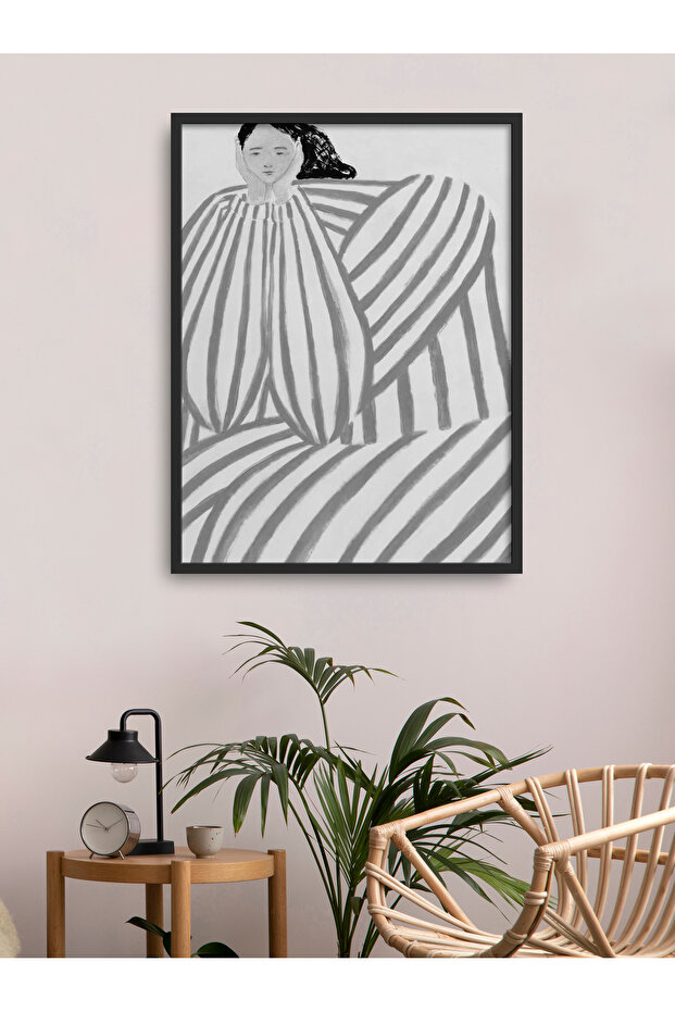 Framed Single Painting Woman Figure Classic Modern Poster Painting Tk/165