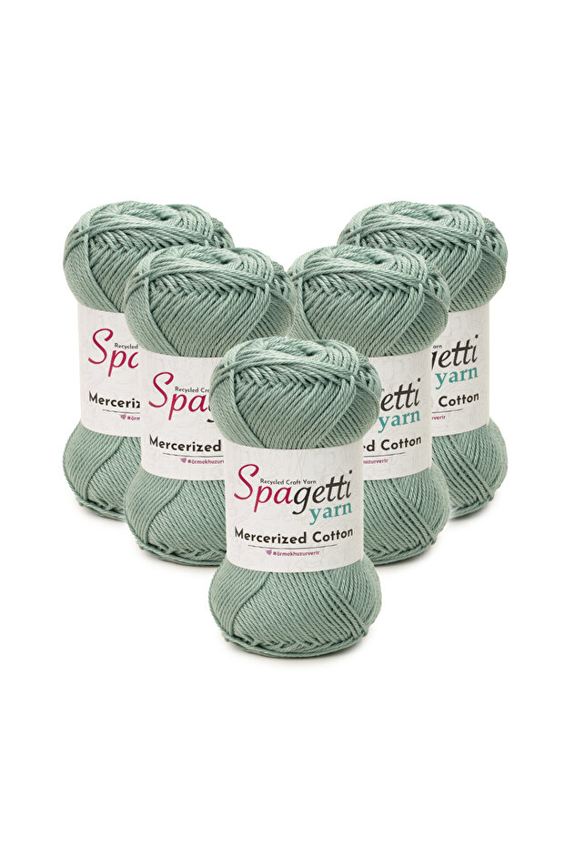 Mercerized Cotton 5-Piece Green Hand Knitting Yarn