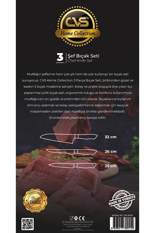 DN 30015 3 Parça Şef Bıçak Seti - 3