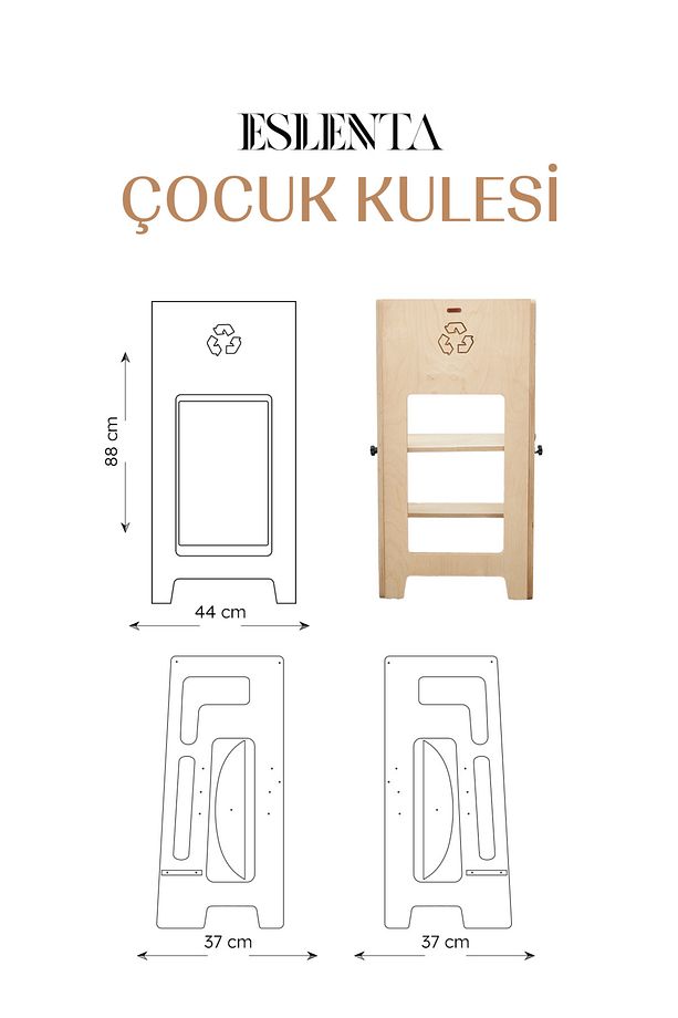 Ahşap Çocuklar İçin Mutfak yardımcı kulesi & Ayarlanabilir Basamaklı Çocuk Tabure - 6