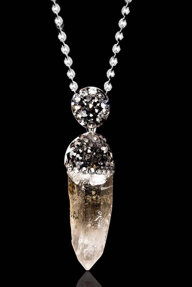 Certified Raw Unprocessed Zircon Stone Smoky Quartz Stone Necklace