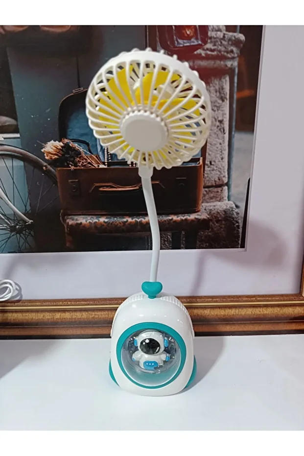 USB ŞARJLI MİNİ GECE LAMBALI KÜÇÜK VANTİLATÖR - 1