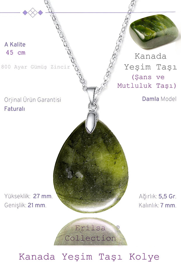 Certified Drop Model Jade Necklace - Canada (WITH SILVER DEVICE)