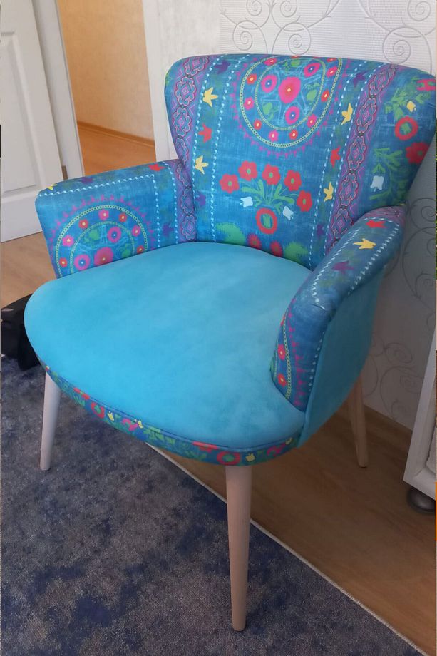 Patchwork Otantik Berjer Etnik Retro Tekli Koltuk Balkon, Ofis, Bekleme, Güzellik Merkezi, Çay Seti - 5