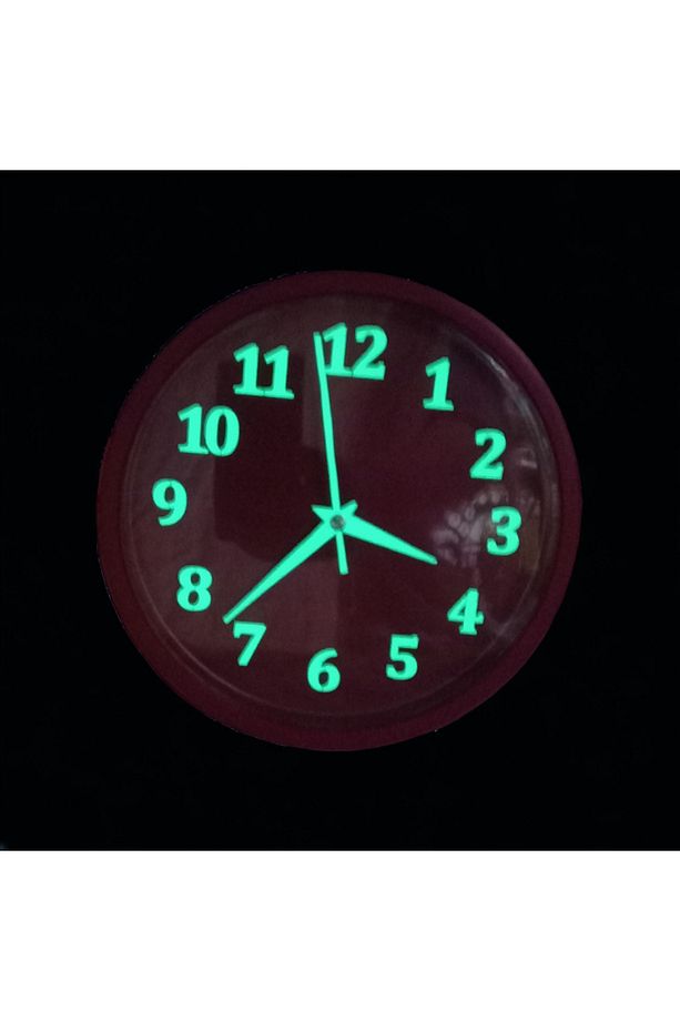 Fosforlu Gece Parlayan Kırmızı Duvar Saati 22 cm 4 Adet Bez Çanta Hediyeli B3 - 2