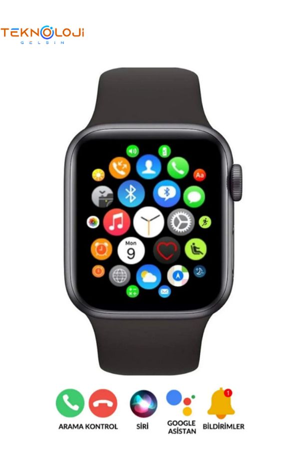 Smart Watch Akıllı Saat Türkçe Menü Arama ve Mesaj Gösterme Ios ve Android Uyumlu Spor Sağlık Mod - 1