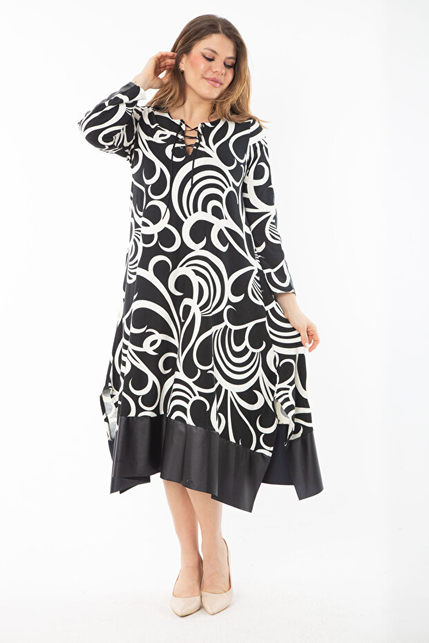 Dámské nadměrně velké šedé šaty s rukávem a sukní Garni a límcem krajkové šaty 65N37355 - 3