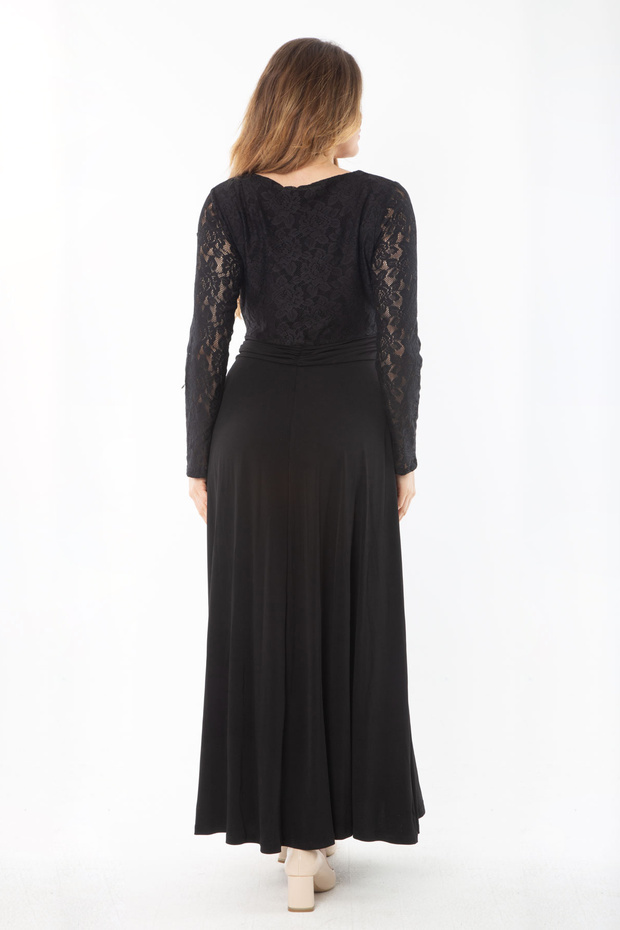 Damska suknia wieczorowa z czarnym topem i falbankami w dużych rozmiarach 65N37343 - 5