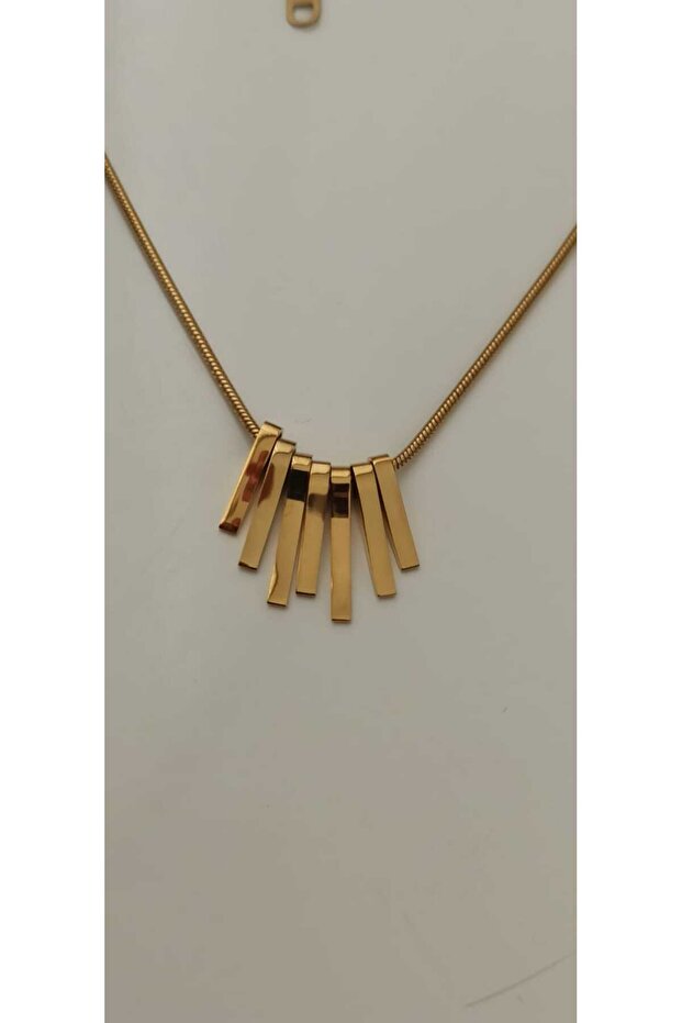 Paslanmaz Kararmaz Çelik Çubuk Plaka Kolye - 3