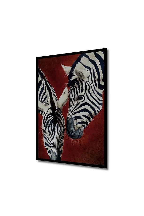 Dekoratif Modern Soyut Zebra Ahşap Tablo Çerçeve Görünümlü Dikey Duvar Dekorasyon Tablosu - 3