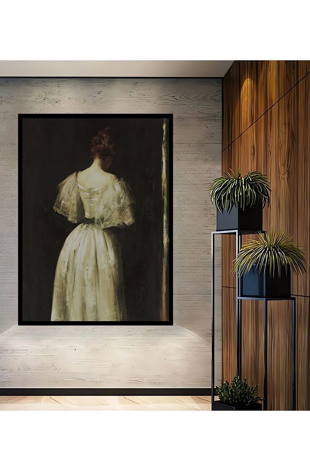 Ahşap Vintage Portre Kadın Galeri Duvarı,Sanatsal Baskı,Tablo Çerçeve Görünümlü Dikey Duvar Tablo - 1