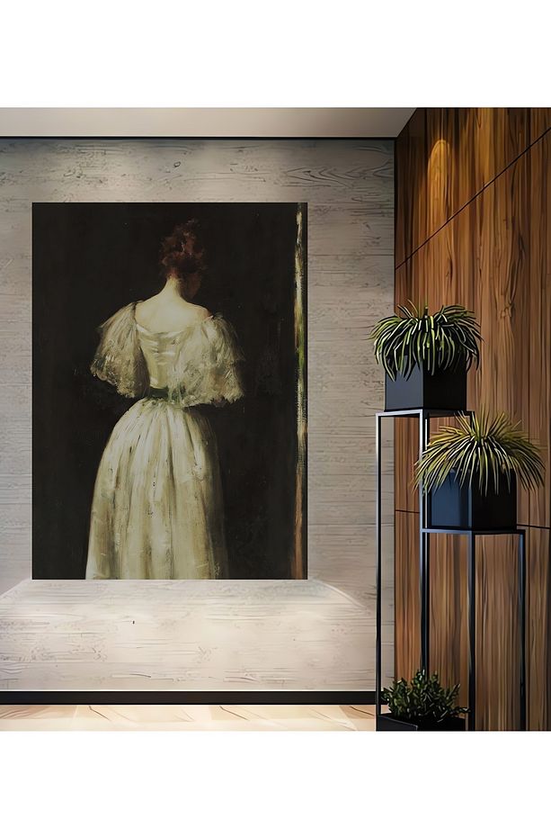 Ahşap Vintage Portre Kadın Galeri Duvarı,Sanatsal Baskı,Tablo Çerçeve Görünümlü Dikey Duvar Tablo - 2