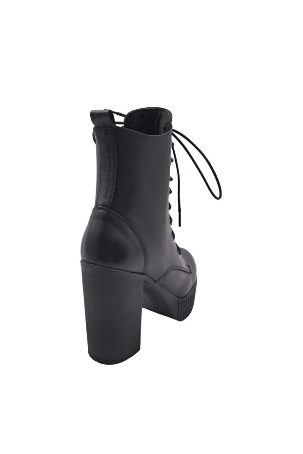 Çift Kapsül Detaylı Siyah Topuklu Bot - 4