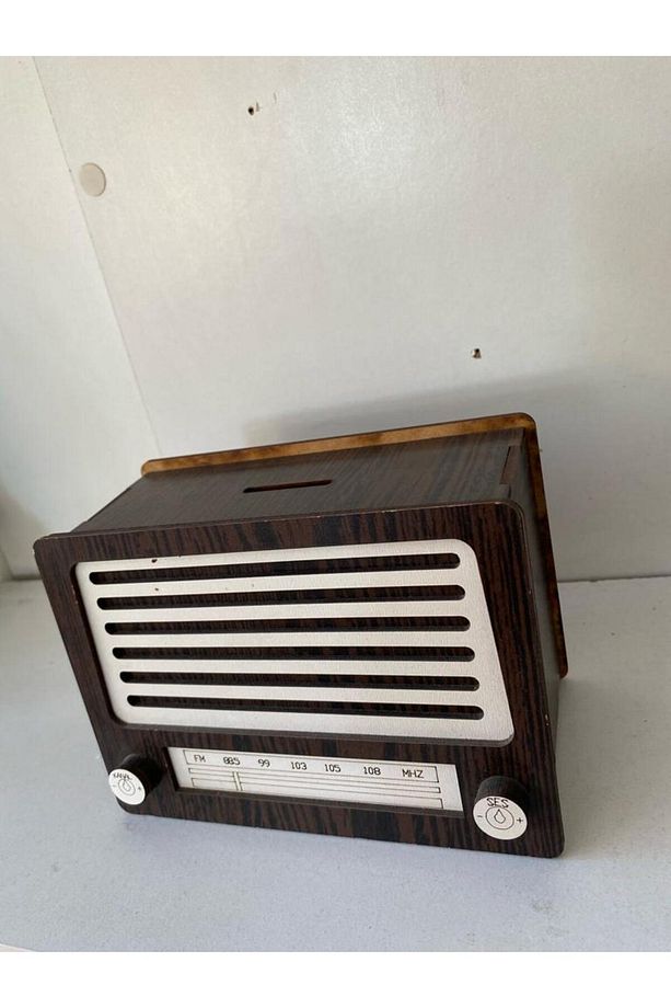 Ahşap Nostaji Radyo Tasarımlı Hediyelik Kumbara - 2
