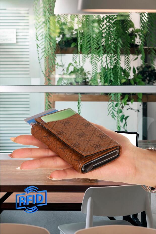 Automatikus mechanikus dobozos kártyatartó pénztárca alumínium mechanikus RFID-kompatibilis - 3