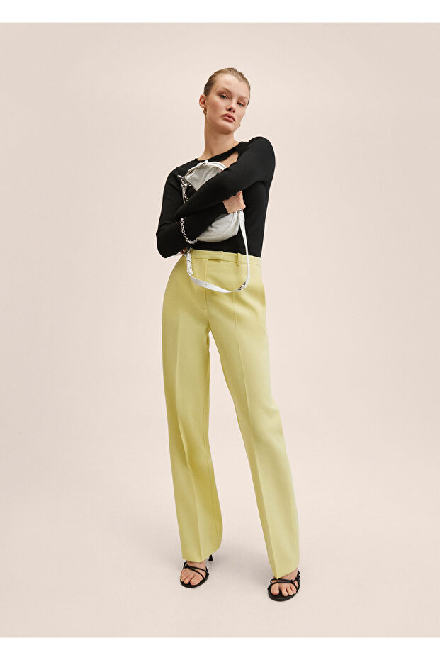 Kadın Pastel Sarı Pantolon - 1