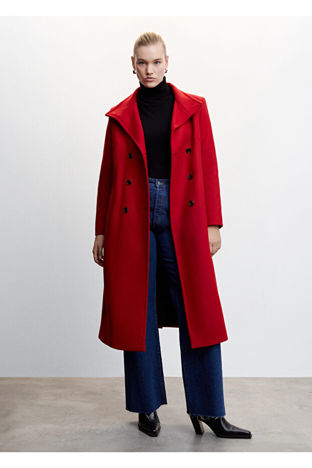 Czerwony płaszcz damski - 7