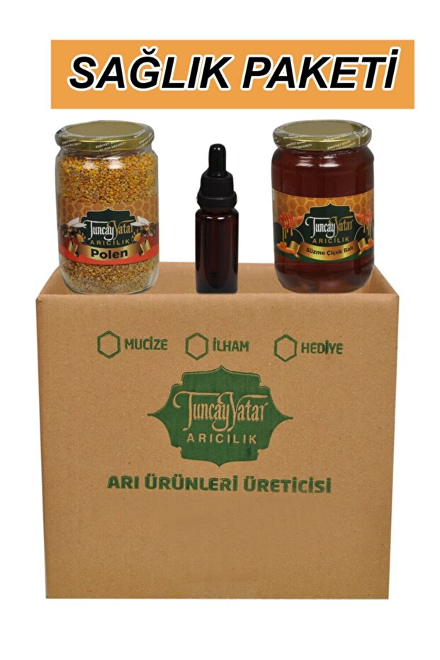 Süzme Çiçek Balı Net 1 Kg +yaş Polen Net 400 gr + Propolis 20 Cc - 1