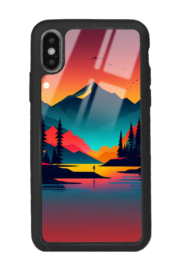 حافظة هاتف لامعة بتصميم غروب الشمس لهاتف iPhone Xs