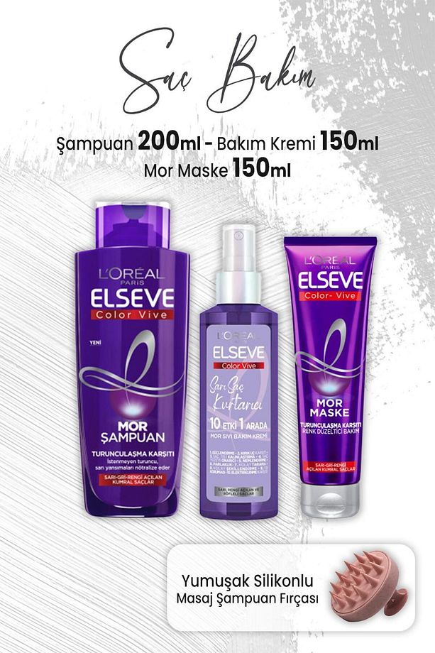 Color Vive Mor Şampuan 200 Ml, Maske 150 Ml, Sıvı Bakım Kremi 150 ml Ve Masaj Şampuan Fırçası - 1