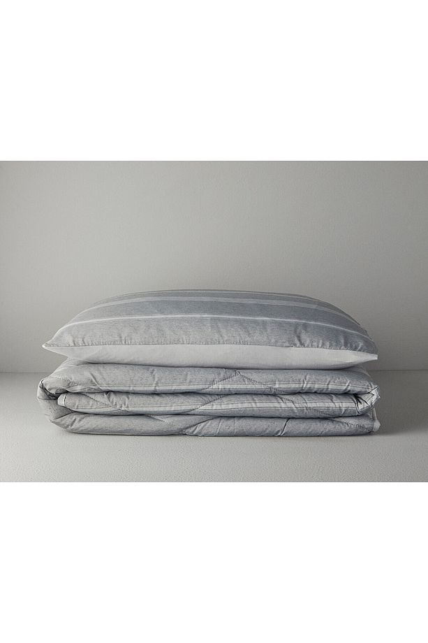 Modern Stripe Polycotton Tek Kişilik Uyku Seti Antrasit - 7