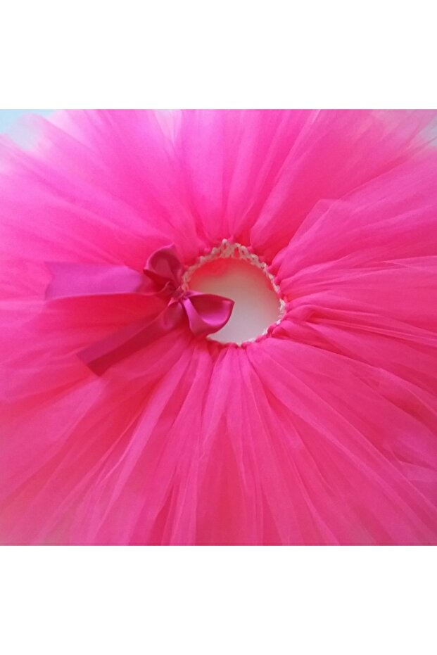 Girl's Performance Costume Crystal Tulle Tutu Skirt Highlighter Pink