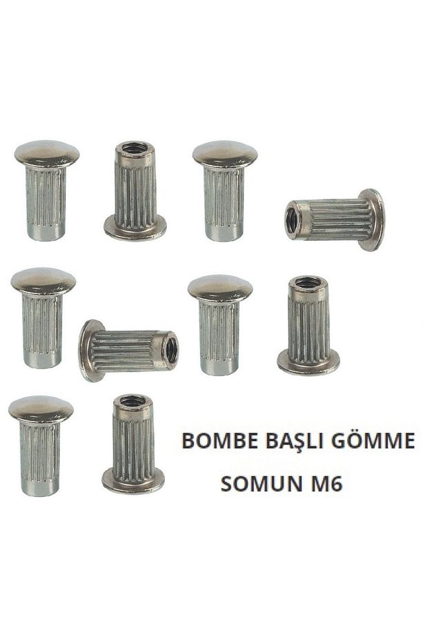ahşap için gömme somun şapkalı perçin somun m6 10 adet çakma tipi - 1