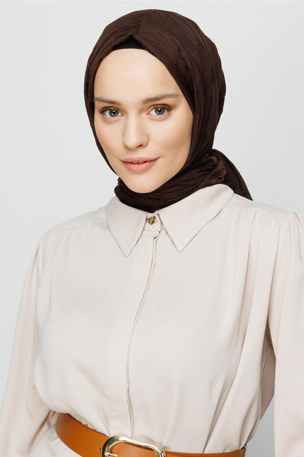 Acı Kahve Piliseli Bambu Eşarp - 1